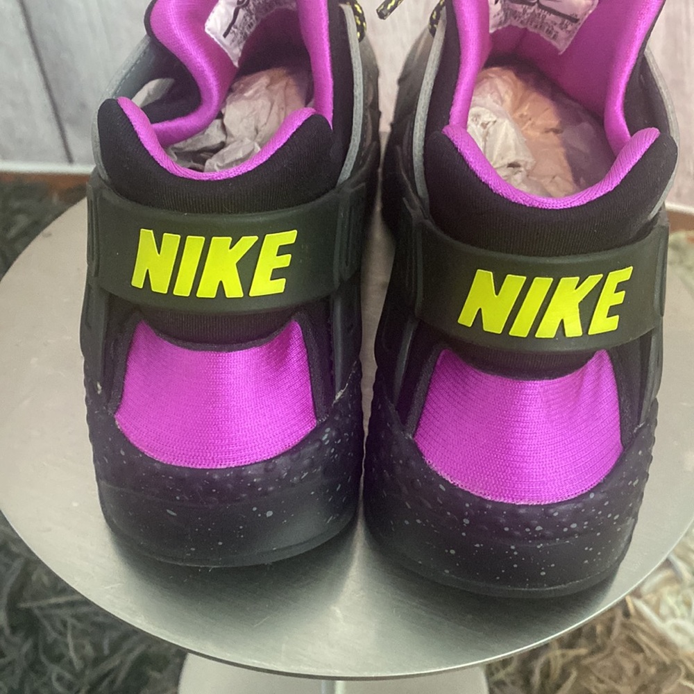 NIKE AIR HUARACHE RUNS SU RIVER BRIGHT CACTUS BLACK GRAY PURPLE SNEAKERS - Picture 4 of 12